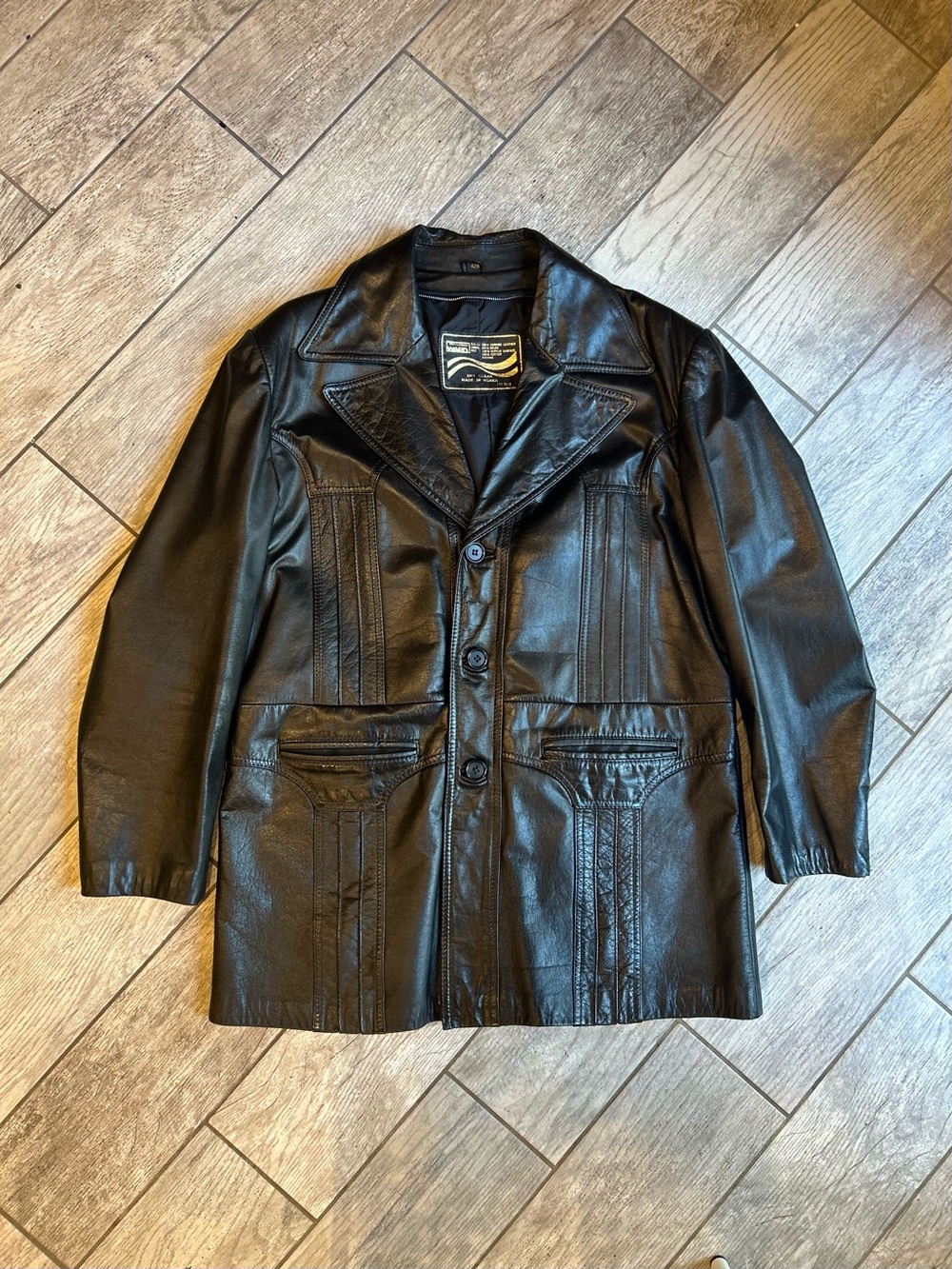 Vintage Montgomery Ward Black 100% Cowhide Leather Jacket, Men’s 42R (L)